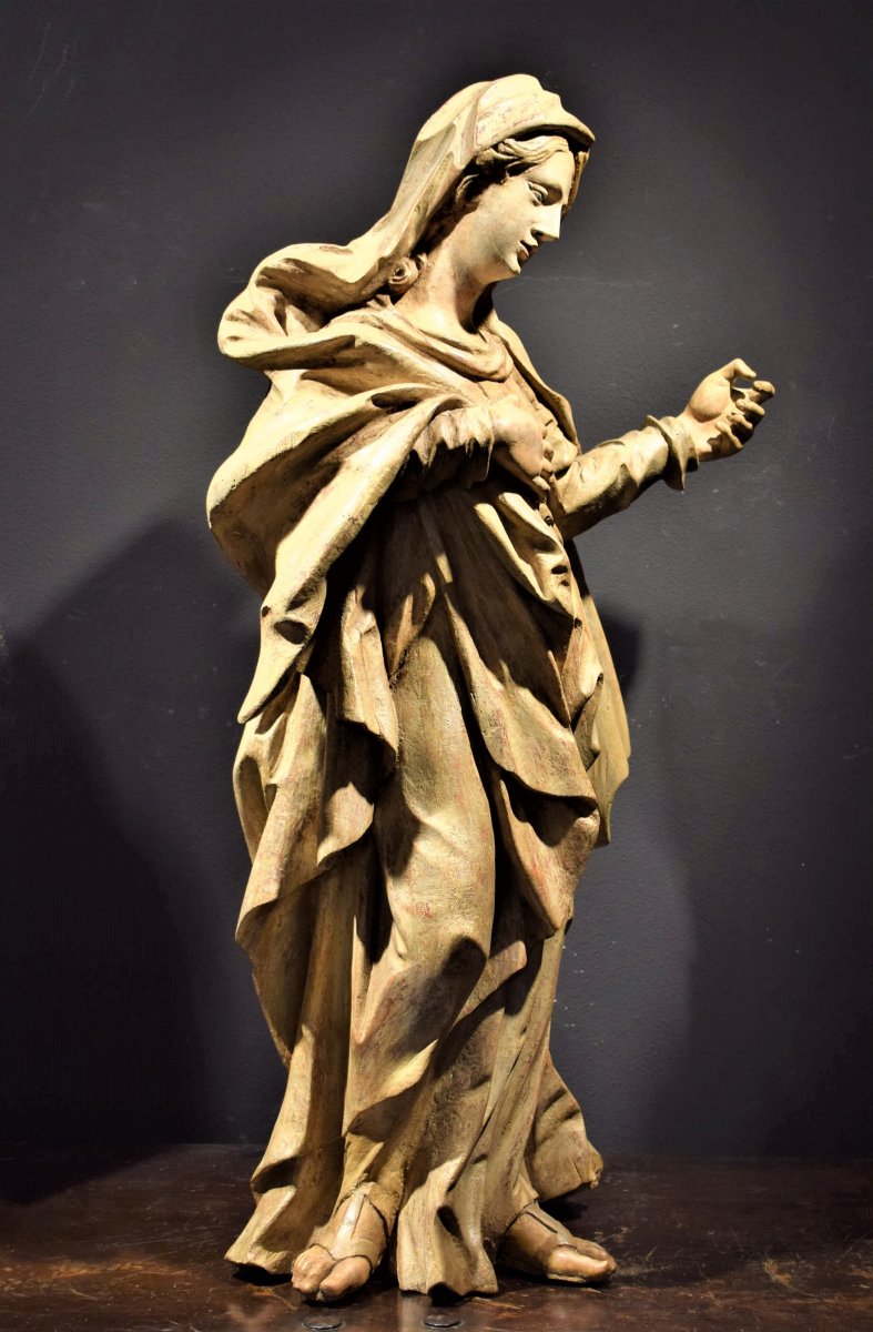 Madone -  sculpture  en bois Renaissance Romaine   XVIème siècle-photo-2