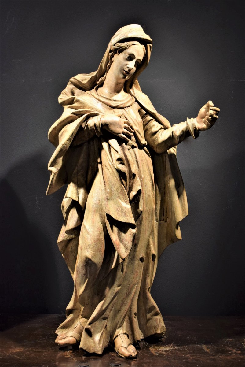 Madone -  sculpture  en bois Renaissance Romaine   XVIème siècle