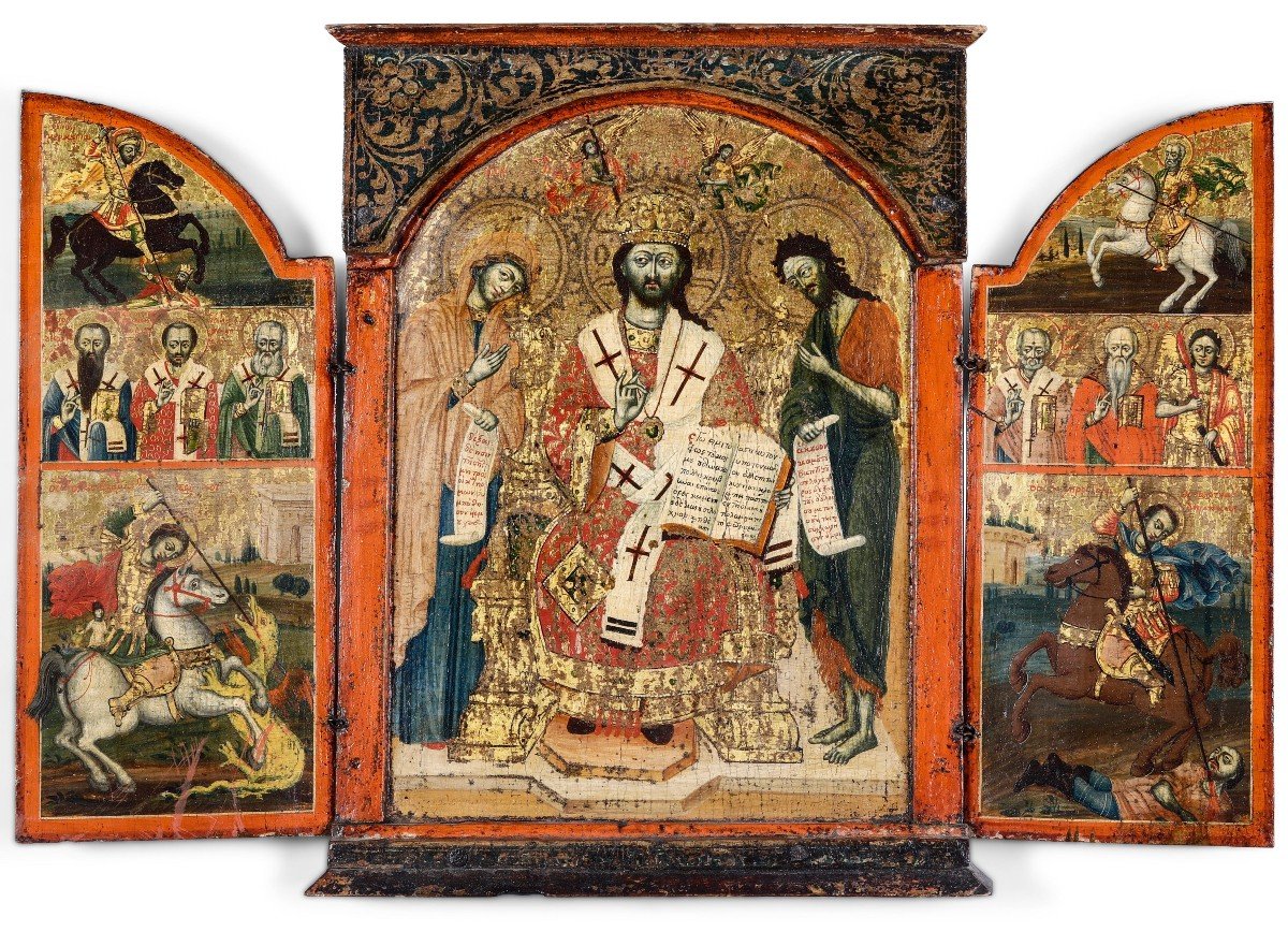 Triptyque Grec Sur Fond Doré  
