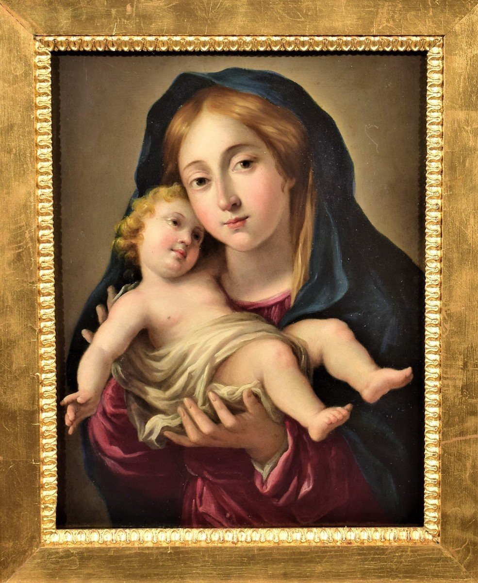 Vierge Et Enfant - Huile Sur Cuivre Italien Du  XVIIème-photo-2