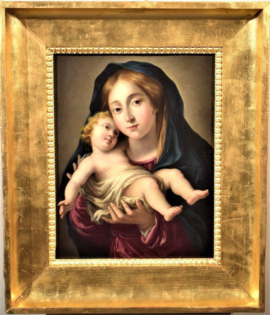 Vierge Et Enfant - Huile Sur Cuivre Italien Du  XVIIème-photo-3