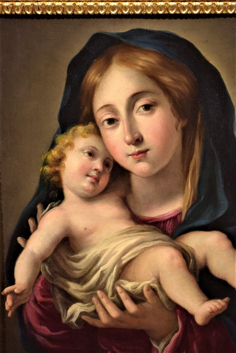 Vierge Et Enfant - Huile Sur Cuivre Italien Du  XVIIème-photo-4