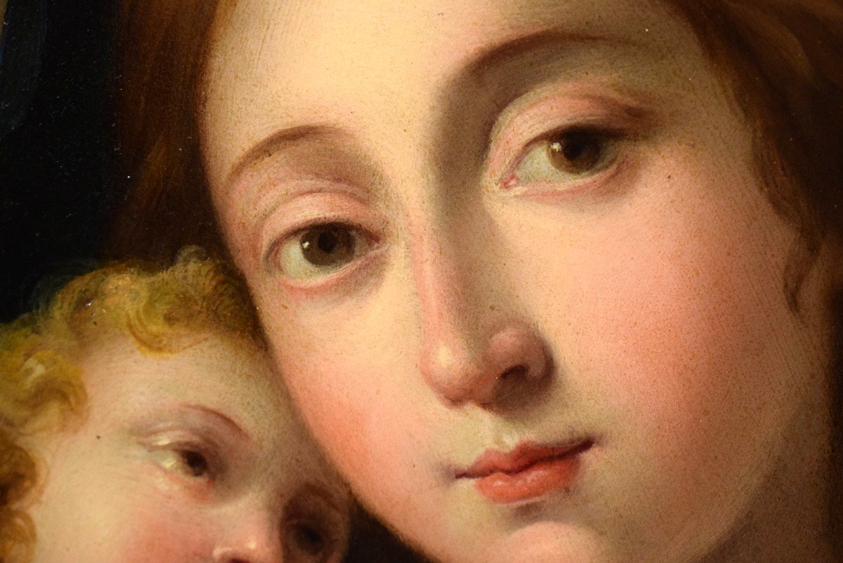 Vierge Et Enfant - Huile Sur Cuivre Italien Du  XVIIème-photo-4