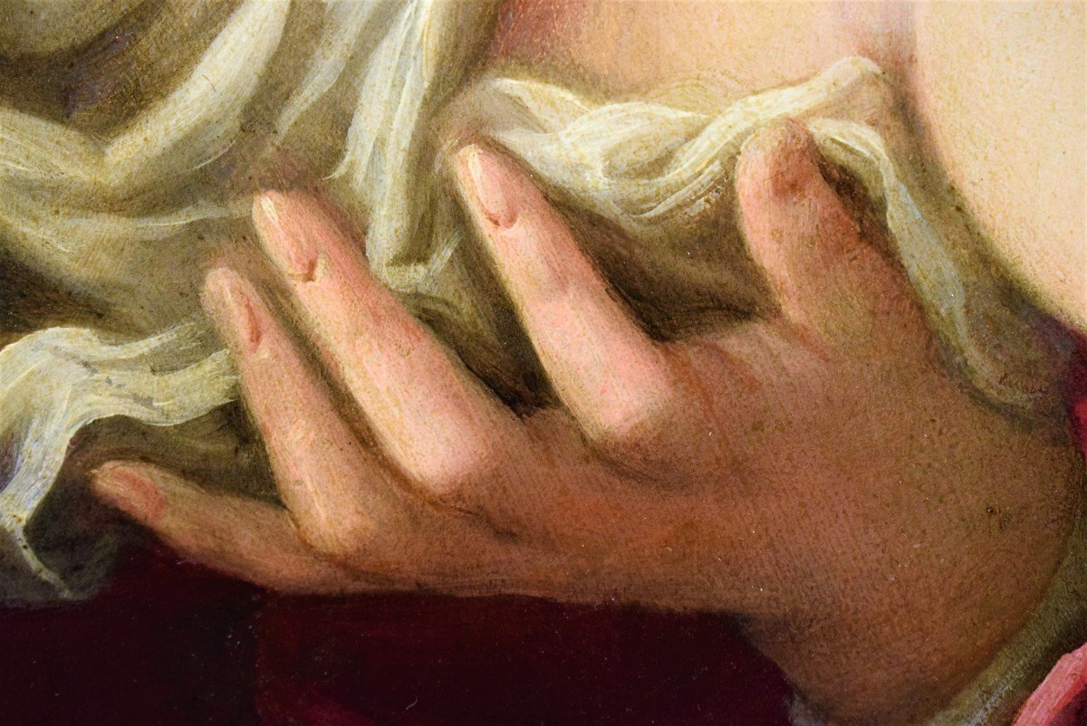 Vierge Et Enfant - Huile Sur Cuivre Italien Du  XVIIème-photo-5