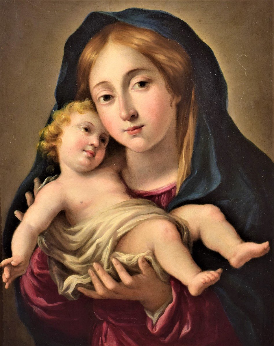 Vierge Et Enfant - Huile Sur Cuivre Italien Du  XVIIème