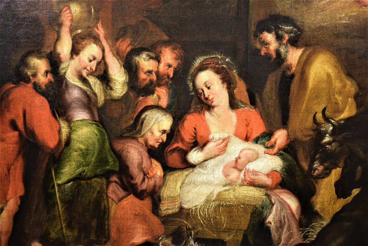 Nativitè Et Adoration Des Bergers, école Flamand Du XVIIème-photo-3