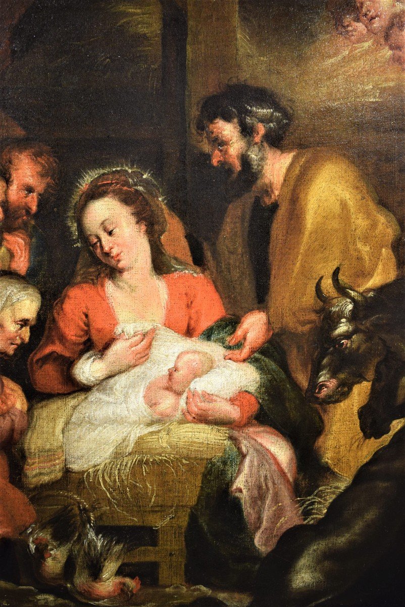 Nativitè Et Adoration Des Bergers, école Flamand Du XVIIème-photo-1
