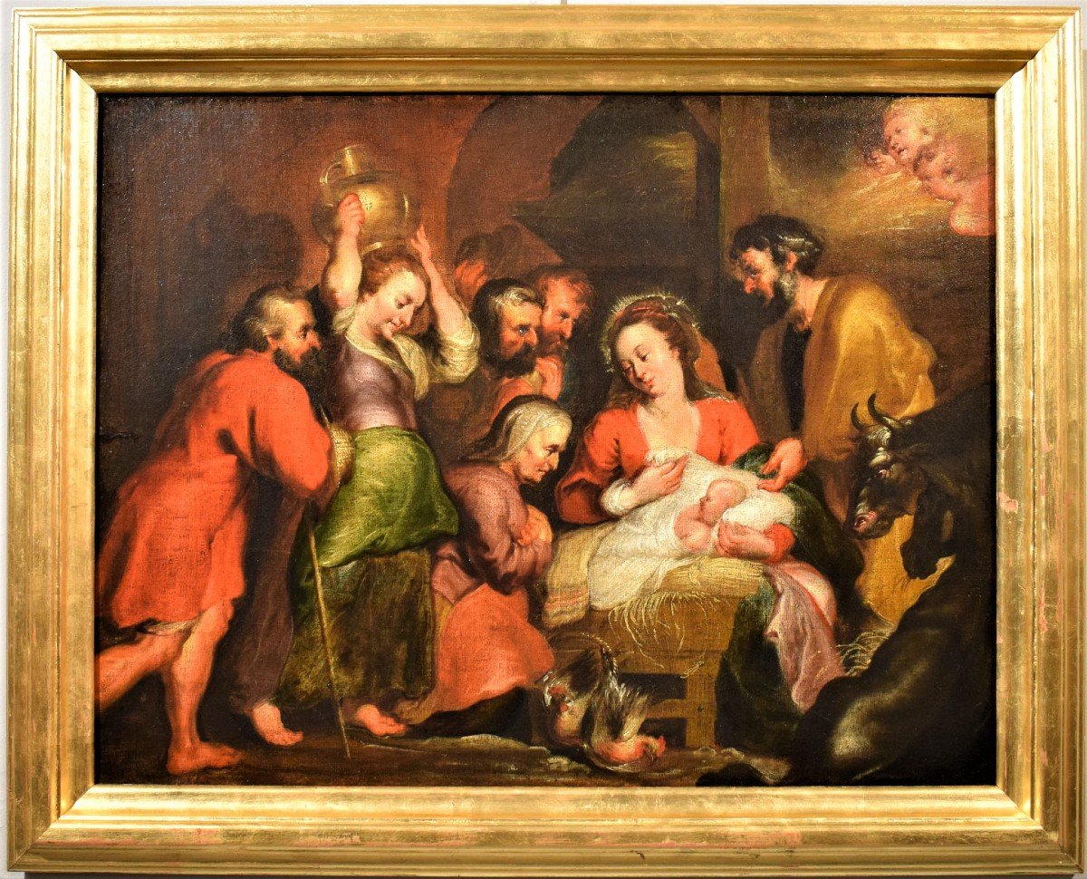 Nativitè Et Adoration Des Bergers, école Flamand Du XVIIème