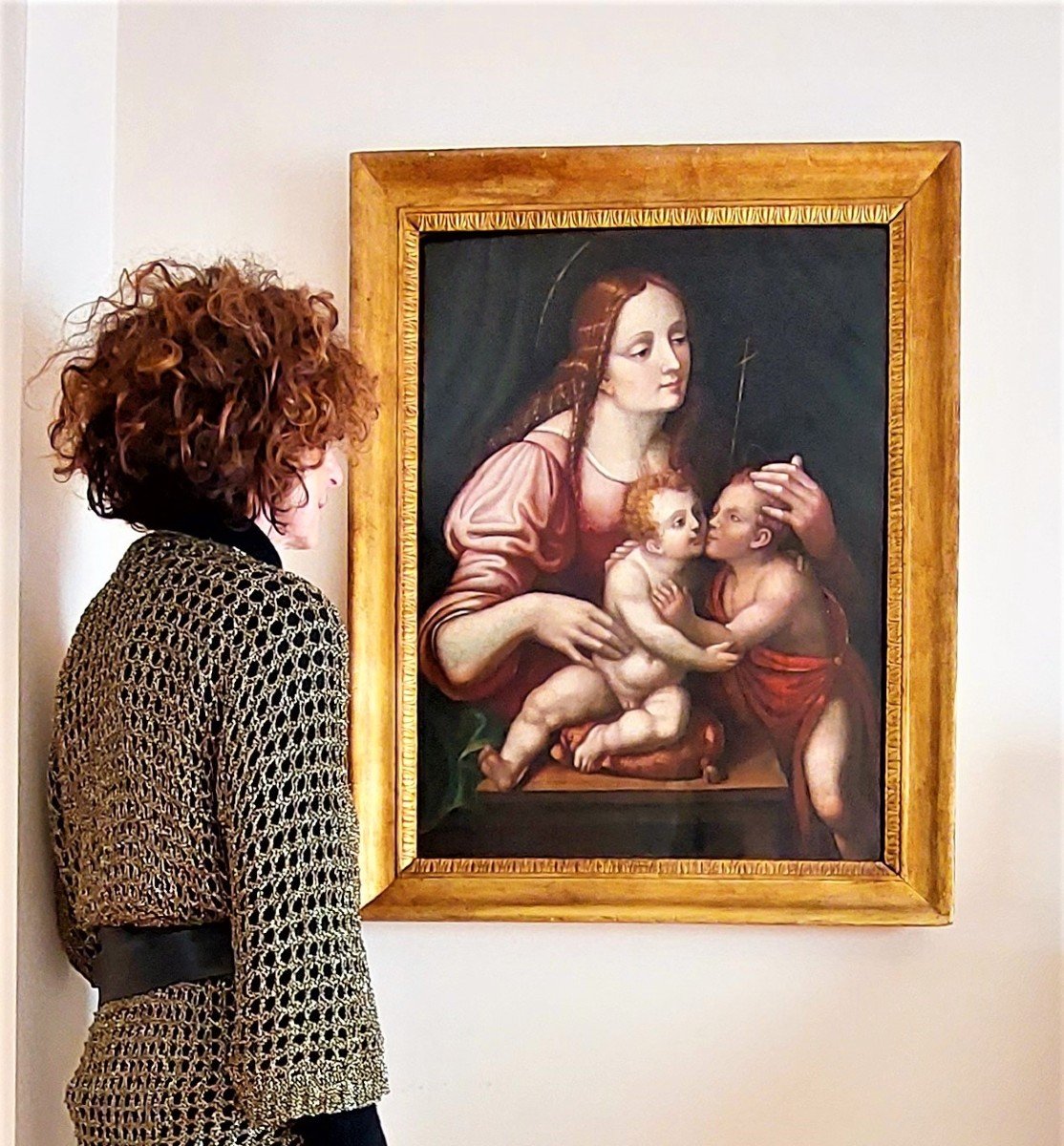 Vierge à l'Enfant Et Saint Jean Baptiste, école Lombarde Du XVIème-photo-8