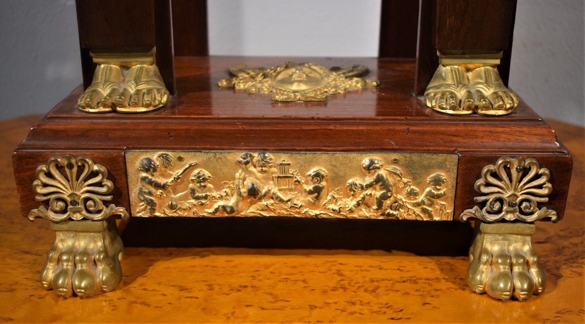 Pendule Portique En Acajou Orné De Bronze Doré - Retour d'Egypte-photo-3