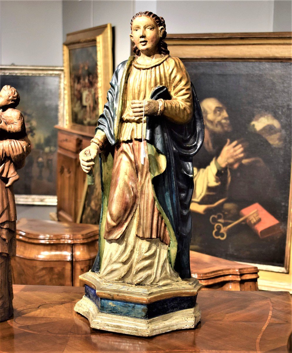 Sainte Martyr Sculpture En Bois Polychrome  Du XVIIème-photo-6