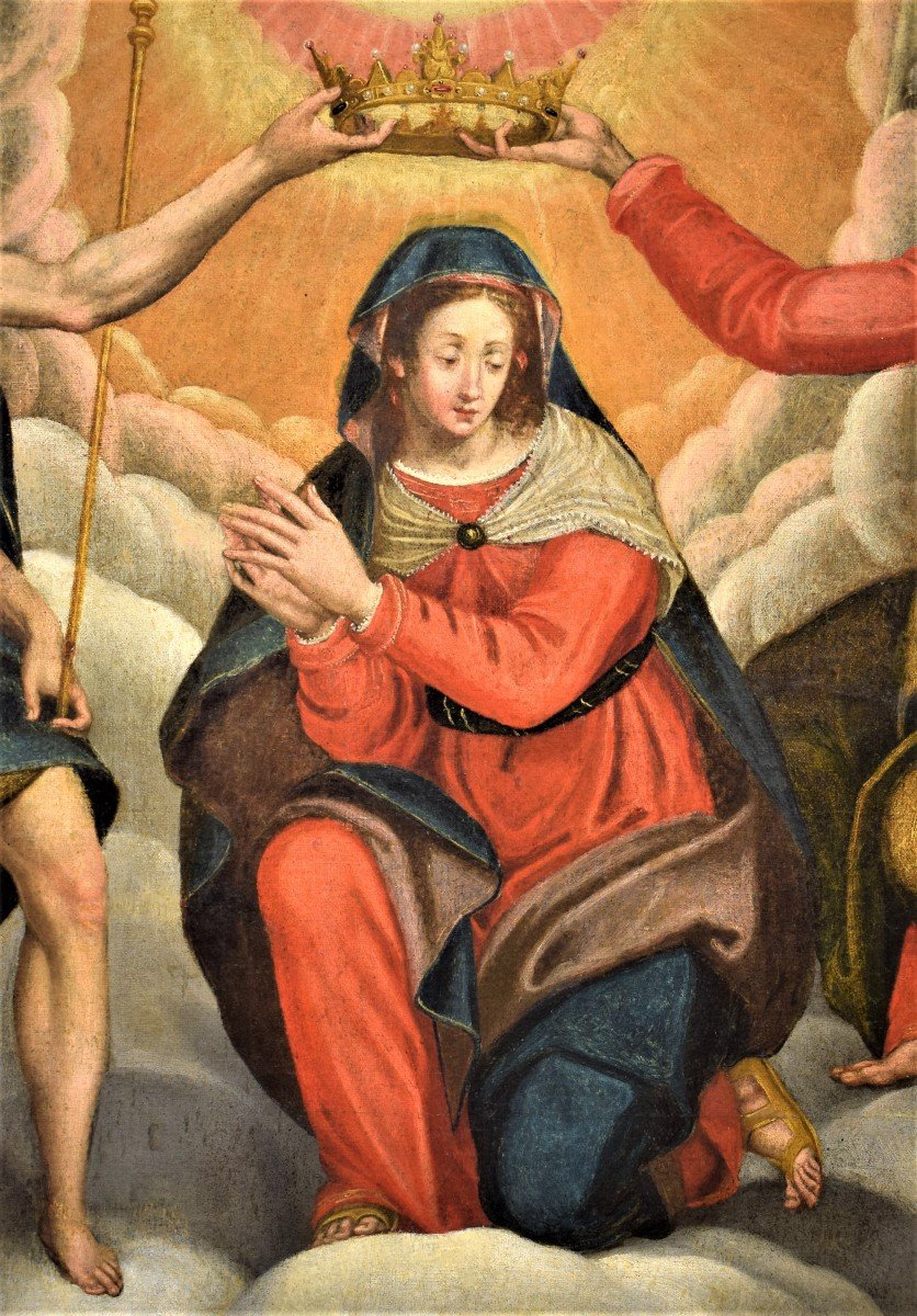 Le Couronnement De La Vierge - école Italienne Début Du XVIIème-photo-4