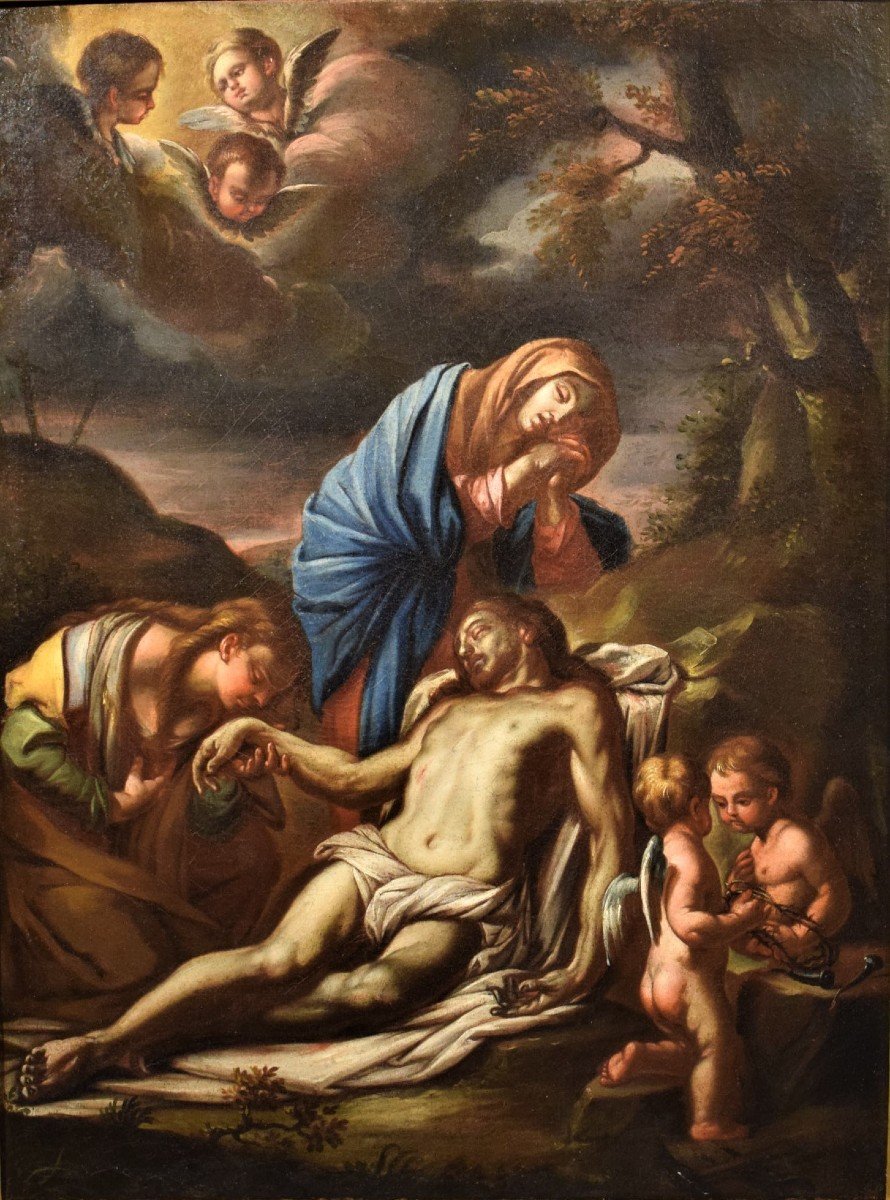 Lamentation De La Vierge Avec La Madeleine Sur Le Christ - Italie XVIIème