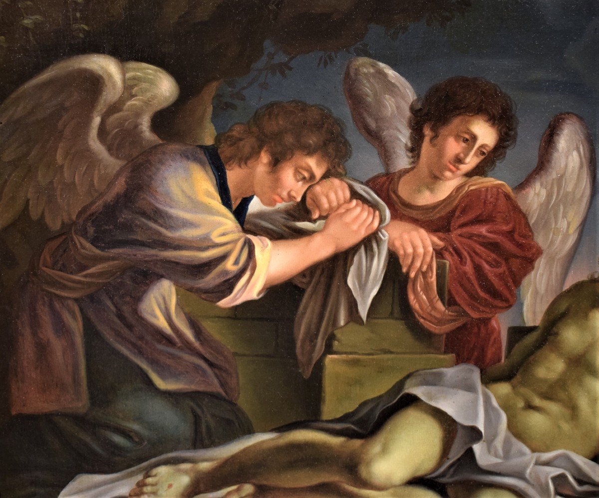 Christ mort pleuré par deux Anges - Bologne XVIIème  (Guercino)-photo-3