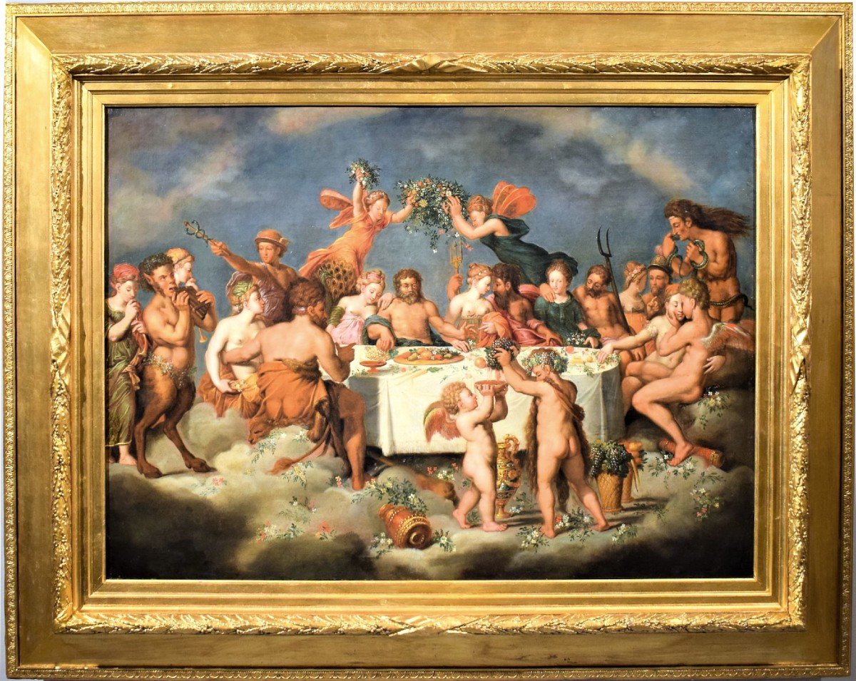 Le Banquet Des Dieux  Maître maniériste flamand fin XVIème-photo-2