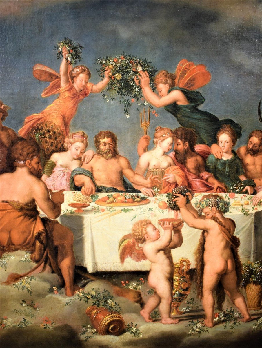 Le Banquet Des Dieux  Maître maniériste flamand fin XVIème-photo-1