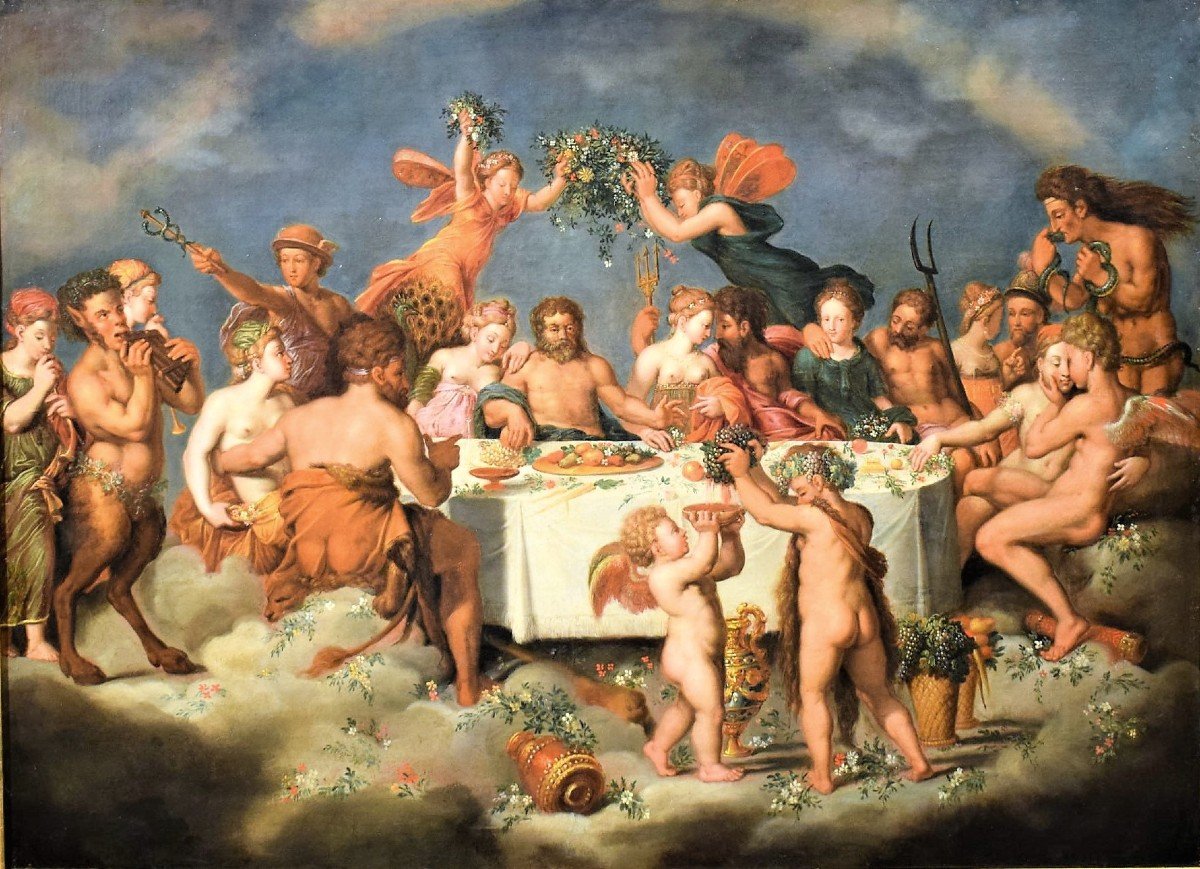 Le Banquet Des Dieux  Maître maniériste flamand fin XVIème