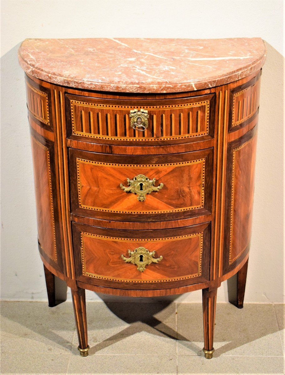 Petite Commode Louis XVI demi-lune  Turin,  1780 -photo-2