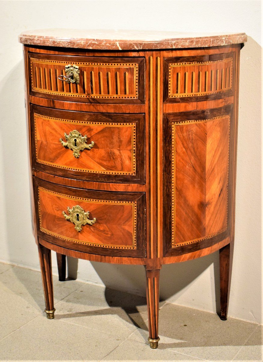 Petite Commode Louis XVI demi-lune  Turin,  1780 -photo-3
