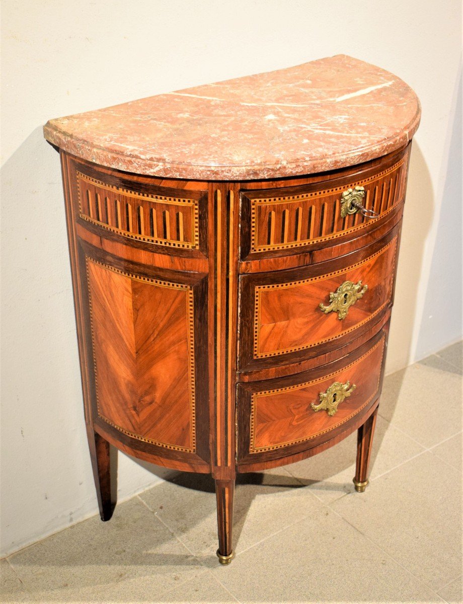 Petite Commode Louis XVI demi-lune  Turin,  1780 -photo-4