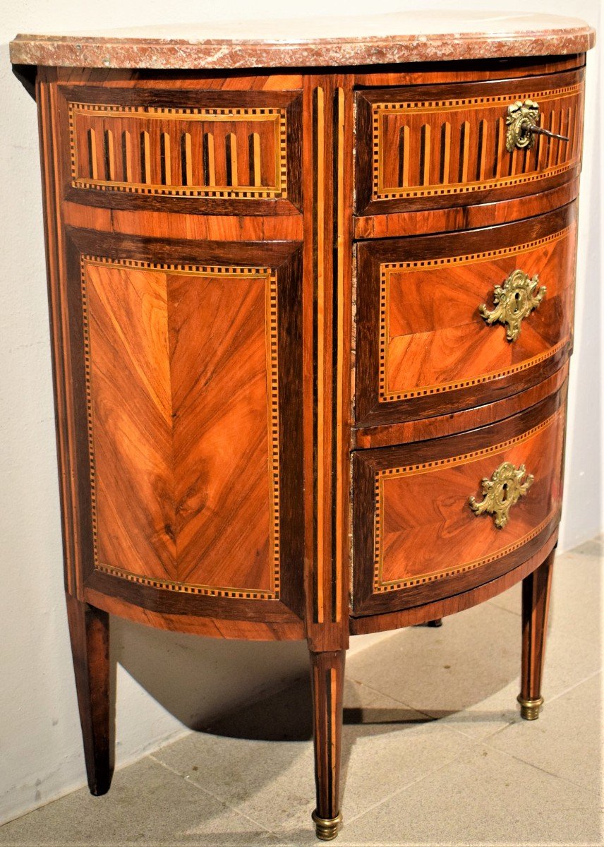 Petite Commode Louis XVI demi-lune  Turin,  1780 -photo-1