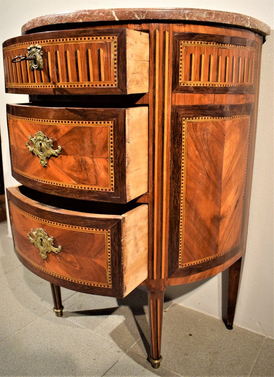 Petite Commode Louis XVI demi-lune  Turin,  1780 -photo-2