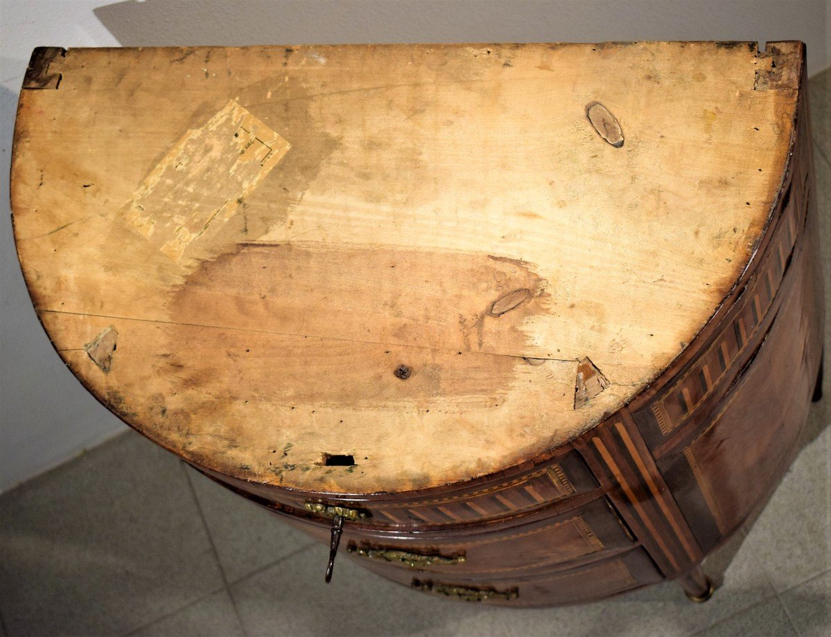 Petite Commode Louis XVI demi-lune  Turin,  1780 -photo-6