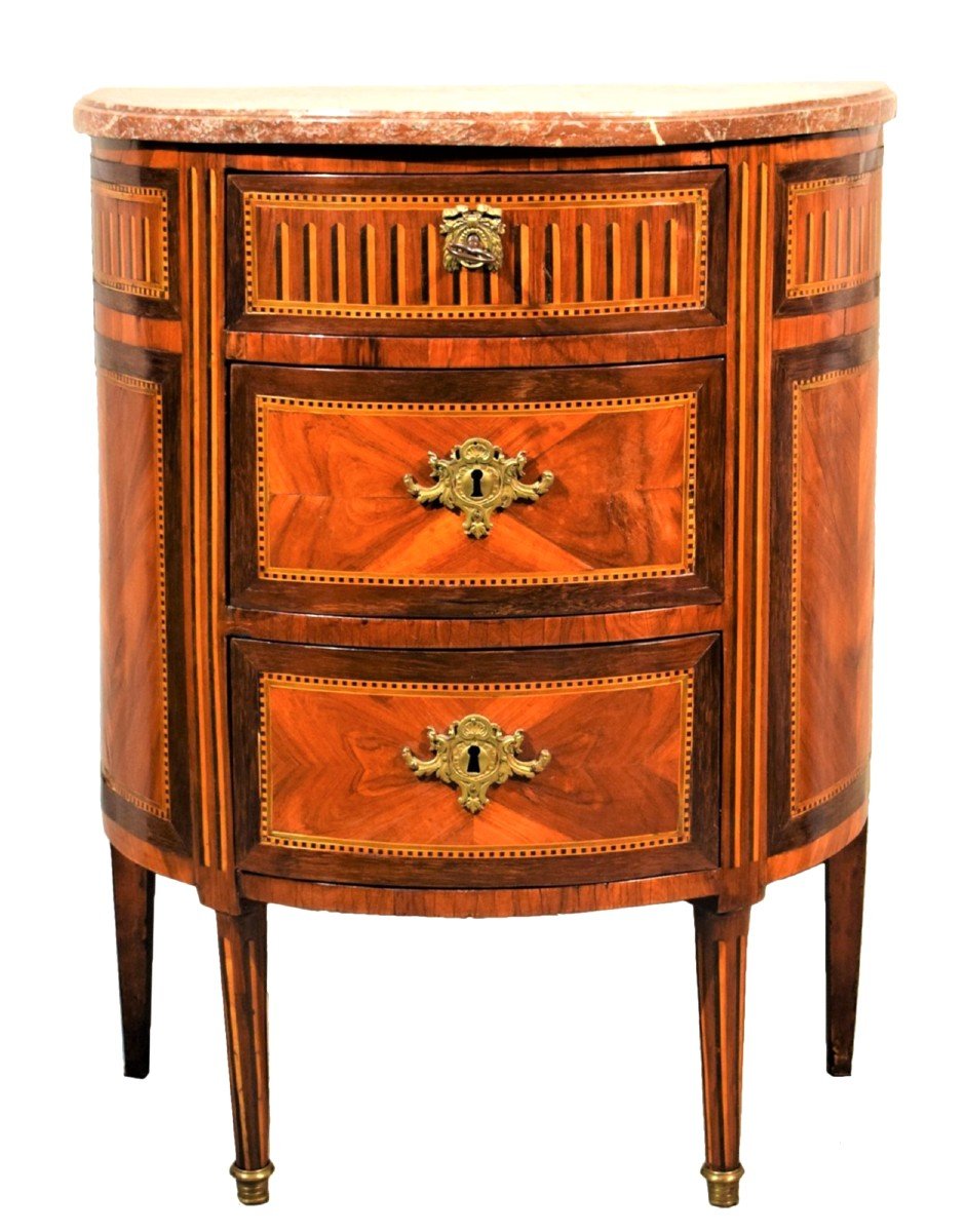 Petite Commode Louis XVI demi-lune  Turin,  1780 