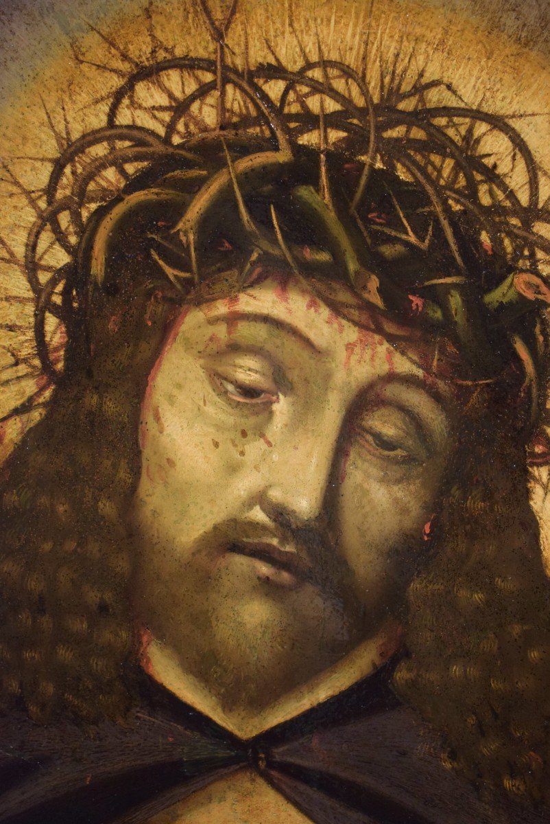 Ecce Homo  Huile sur cuivre  Maître hispano-flamand du XVIème-photo-4