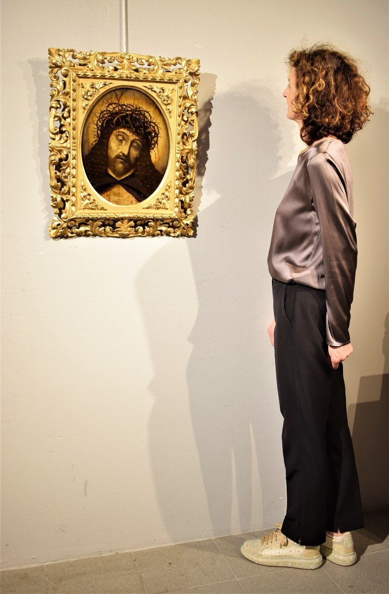 Ecce Homo  Huile sur cuivre  Maître hispano-flamand du XVIème-photo-8