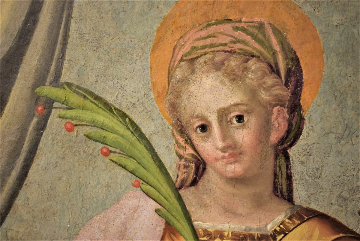 Santa Barbara olio su tavola inizi del XVI° secolo Italia Centrale-photo-1