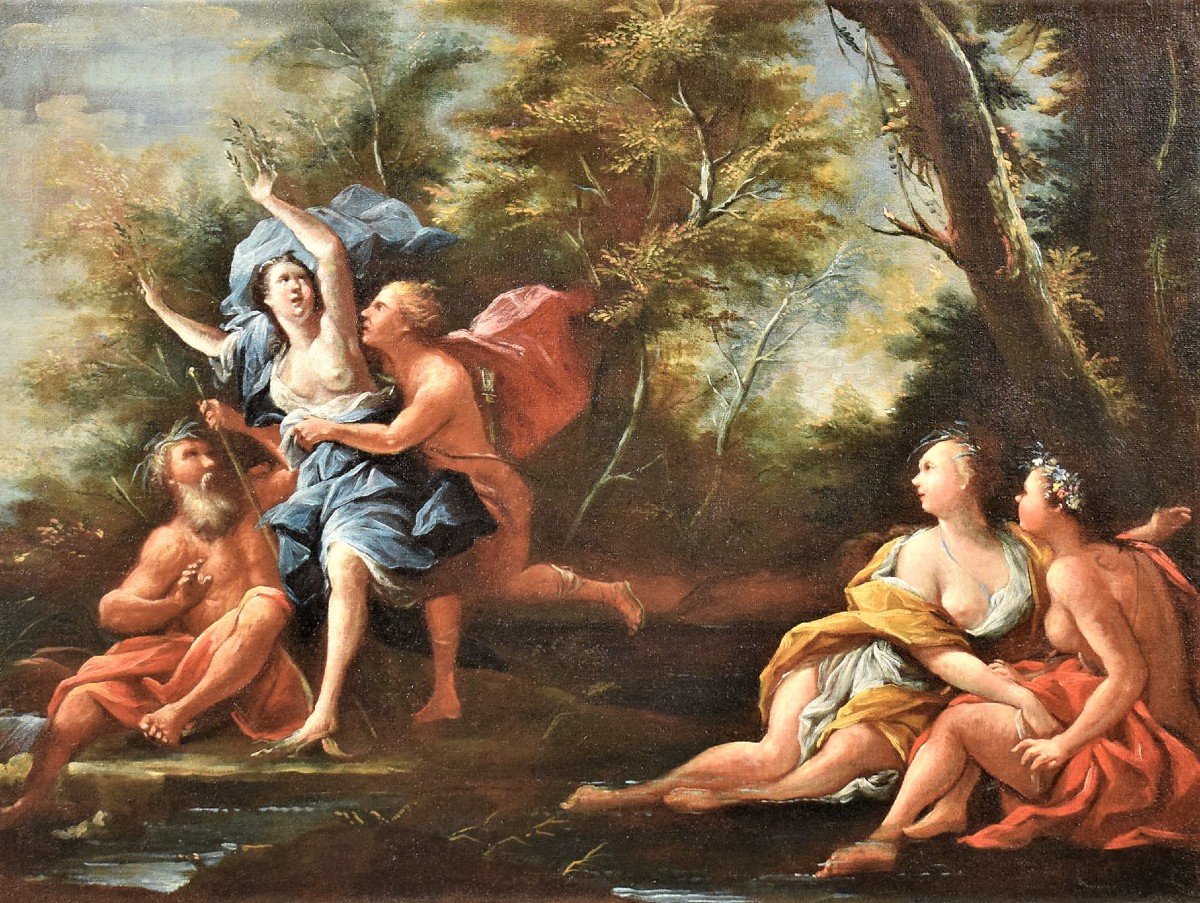 Coppia Scene Mitologiche  1) Apollo e Dafne  