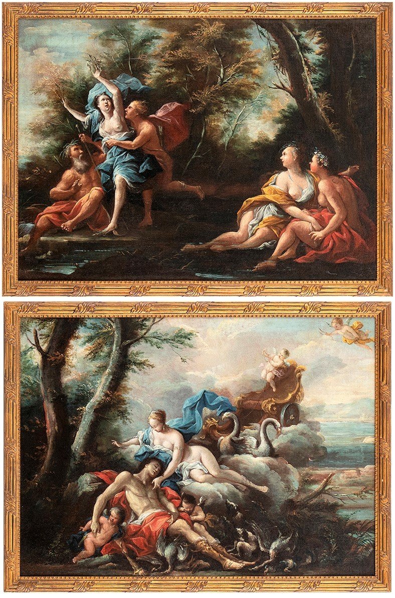 Paire de Scènes Mythologiques  2) Diane et Endymion-photo-7