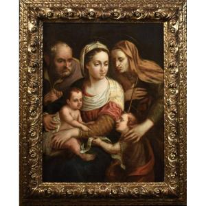 Sacra Famiglia -  cerchia di G.B.Ramenghi il Bagnocavallo (Bologna,1521–1601)