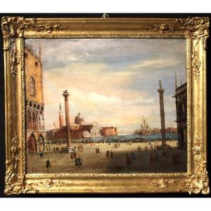 Venezia, la Piazza ed il Bacino di San Marco - Maestro veneto del XIX° secolo  