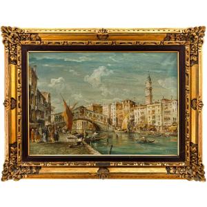 Venezia, il Ponte di Rialto sul Canal Grande - Eugenio Bonivento - (1880– 1956)