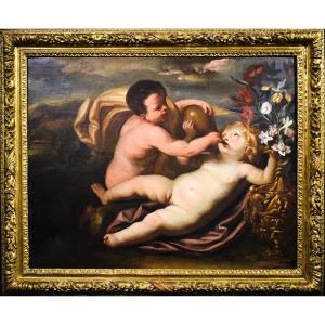 Bacco bambino  - Bottega di Domenico Piola (Genova, 1627 – 1703)