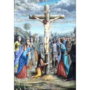 Crocifissione di Cristo - Olio su tavola - Francia, Limoges - Fine del '700