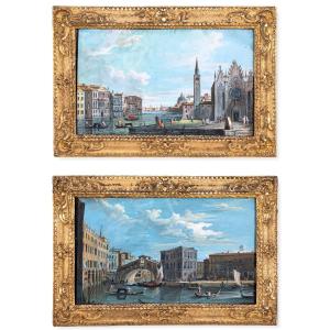 Coppia di vedute veneziane  - Guardi (Venezia 1764-1835)
