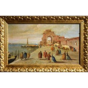 "Capriccio veneziano"  seguace di Francesco Guardi