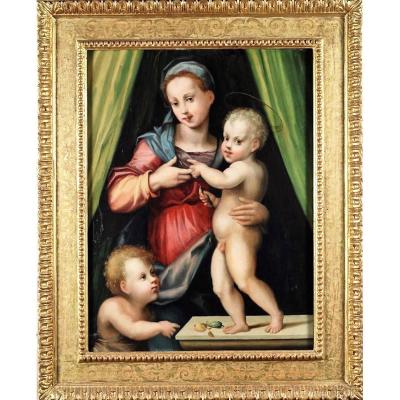 Vierge à l'Enfant Et Saint Jean , Domenico Puligo (florence 1492 - 1527)