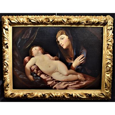 Vierge  En Adoration De l'Enfant Endormi  Atelier Guido Reni