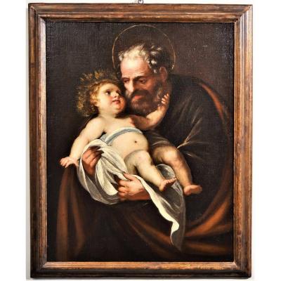 Saint Joseph Et l'Enfant - Francesco Nuvolone - école Lombarde De XVIIème