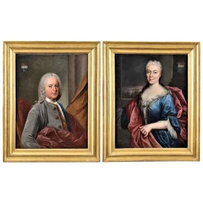 Paire De Portraits Atelier Nicolas De Largillière Vers 1730