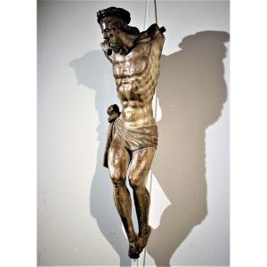 Christ Crucifié -  Sculpture En Bois De Noyer Du XVIème -  H. 105