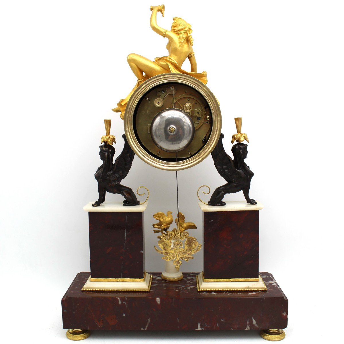 Antico Orologio a Pendolo Direttorio in bronzo dorato e marmo (H.53) - 18°secolo-photo-8