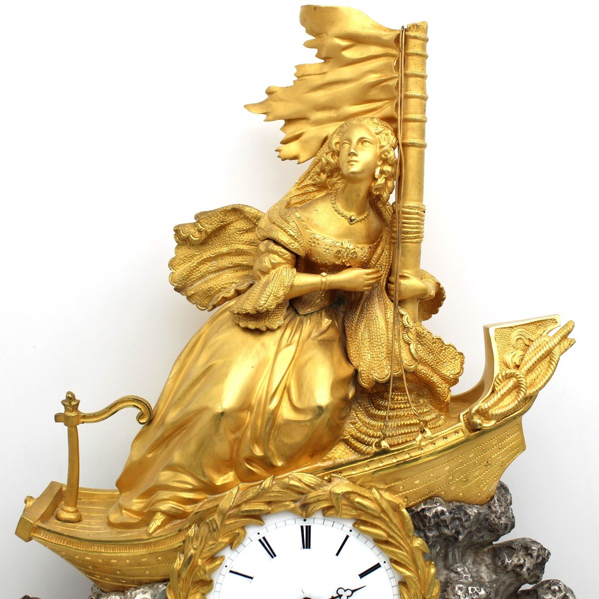 Antico Orologio a Pendolo Luigi Filippo in bronzo dorato - 19°secolo-photo-4