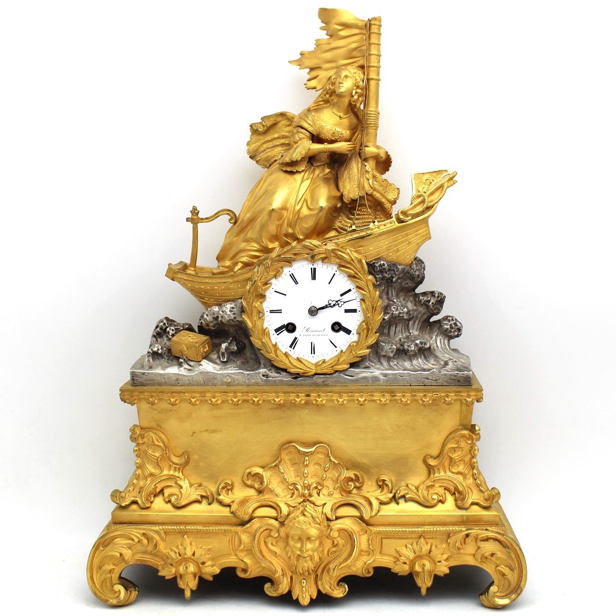 Antico Orologio a Pendolo Luigi Filippo in bronzo dorato - 19°secolo
