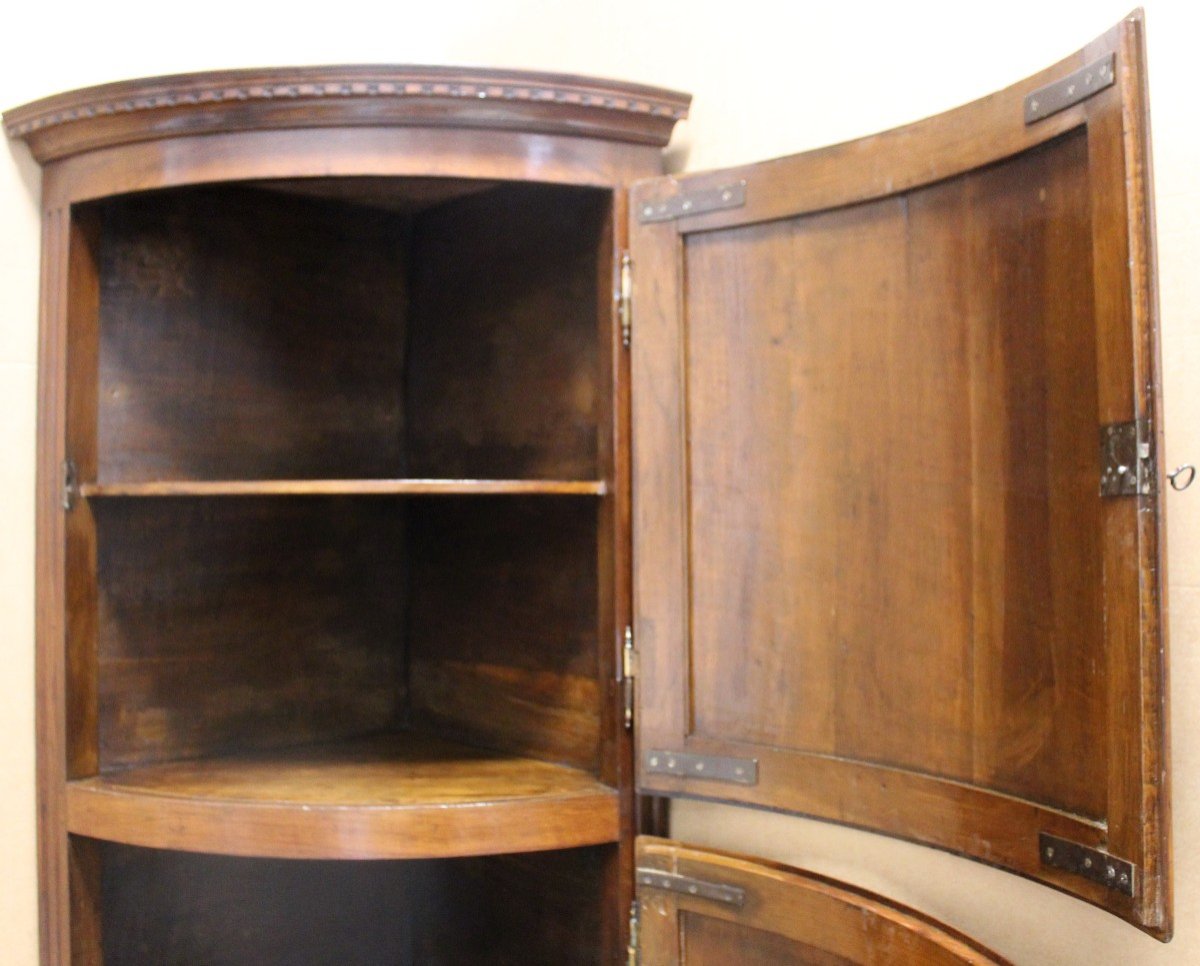 Antica angoliera cantonale bombato Luigi XVI in noce - Italia 18°secolo-photo-5