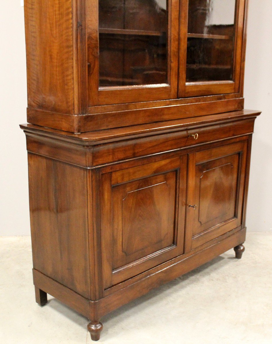 Antica credenza vetrina cappuccina Luigi Filippo in noce - Italia 19°secolo-photo-5